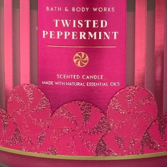 BBW Twisted Peppermint Bath & Body Works 3 Wick Candle - Picture 3 of 10